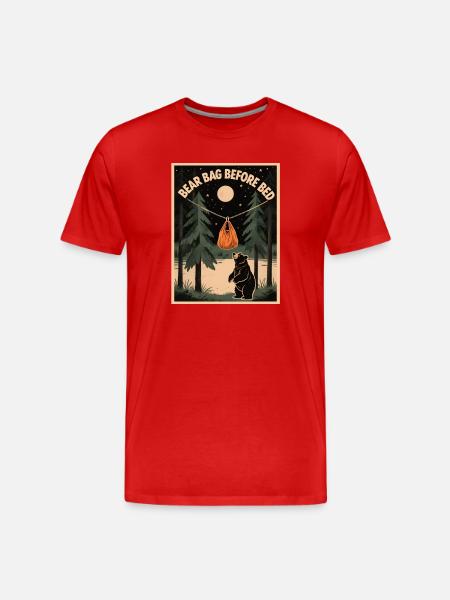 Bear bag before sleeping | Camping - Men's Premium Organic T-Shirt - red