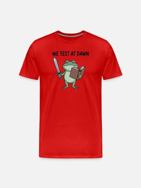 Dawn Quest Frog Sword & Book - Men's Premium Organic T-Shirt - red