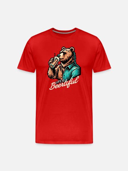 beertiful life - Männer Premium Bio T-Shirt - Rot