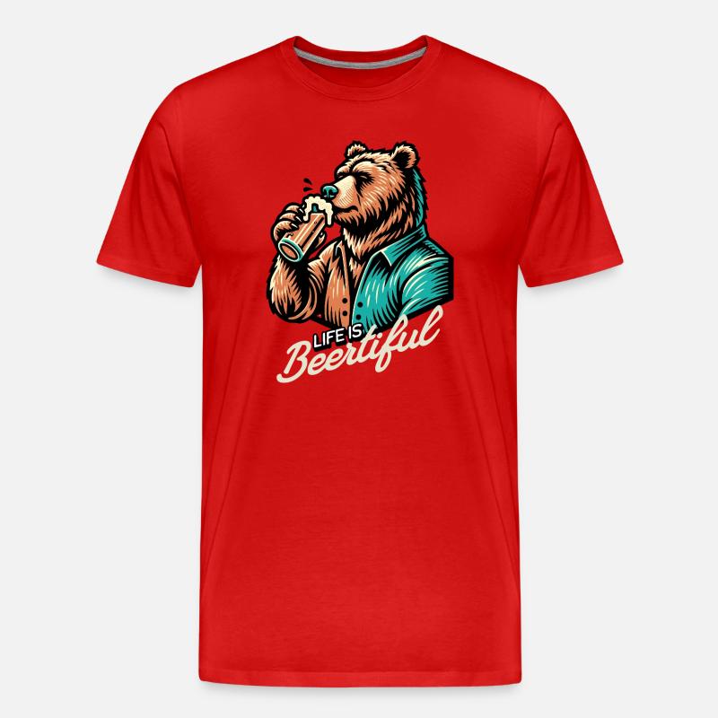 beertiful life  - Männer Premium Bio T-Shirt - Rot