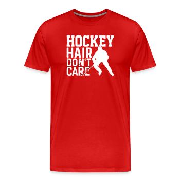 Hockey Hair ist es egal - Männer Premium Bio T-Shirt - Rot - Vorne - Damien (186cm)