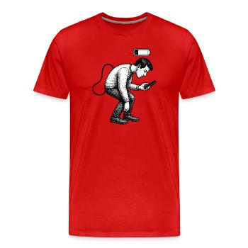 Akkubruch: Handymüdigkeit - Männer Premium Bio T-Shirt - Rot - Vorne - Damien (186cm)