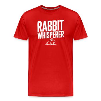 Rabbit Whisperer - Men's Premium Organic T-Shirt - red - Front - Damien (186cm)