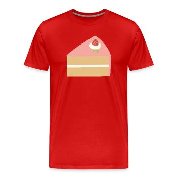 Rosa Erdbeerkuchen-Scheibe Illustration - Männer Premium Bio T-Shirt - Rot - Vorne - Damien (186cm)