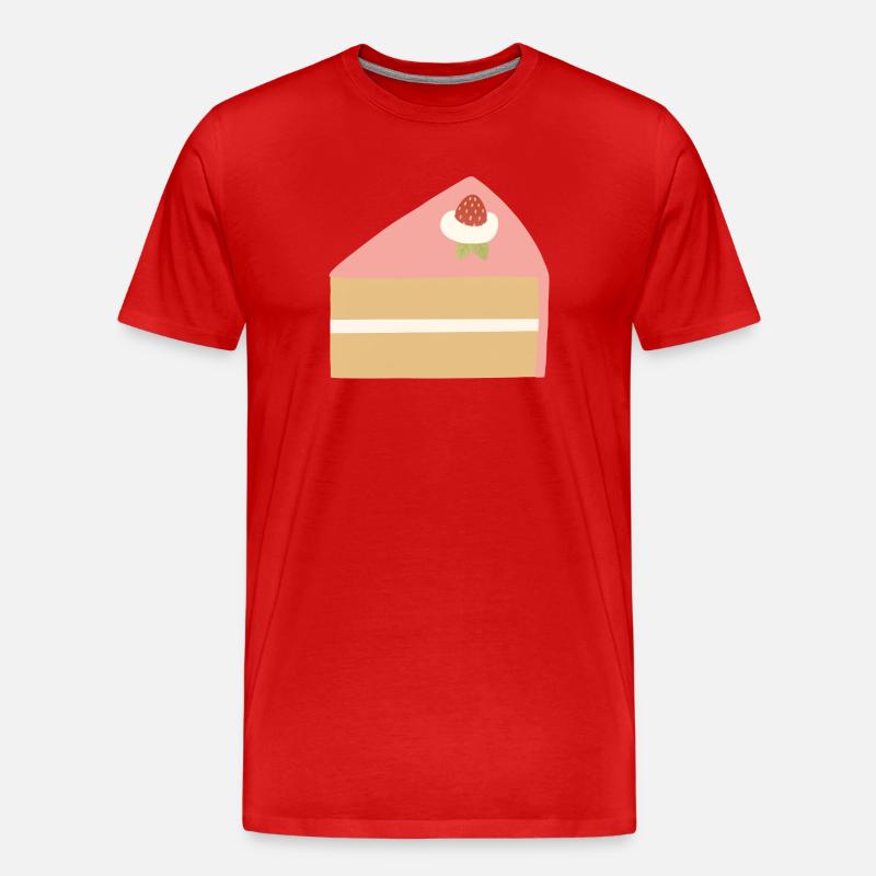 Rosa Erdbeerkuchen-Scheibe Illustration - Männer Premium Bio T-Shirt - Rot