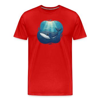 Oceanic whale in sunlight - Men's Premium Organic T-Shirt - red - Front - Damien (186cm)
