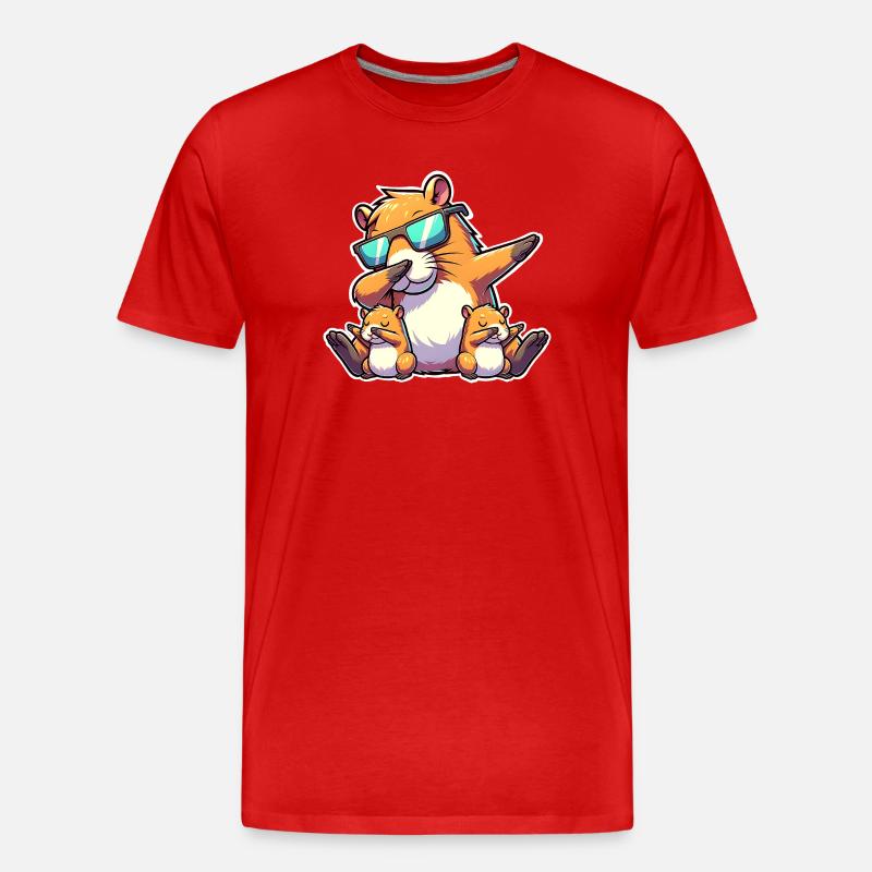 Capybara Papa - Männer Premium Bio T-Shirt - Rot