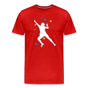 Climbing Wall Man White – Boulder Style - Men's Premium Organic T-Shirt - red - Front - Damien (186cm)