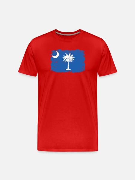 Drapeau de Caroline du Sud vieilli - T-shirt bio Premium Homme - rouge