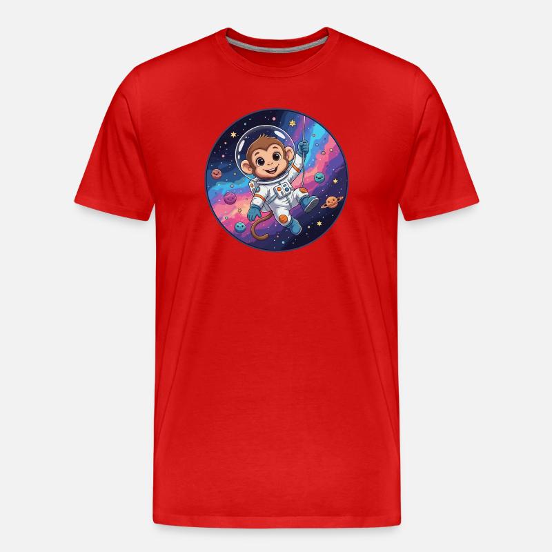 Affen-Astronaut im Sternenraum - Männer Premium Bio T-Shirt - Rot