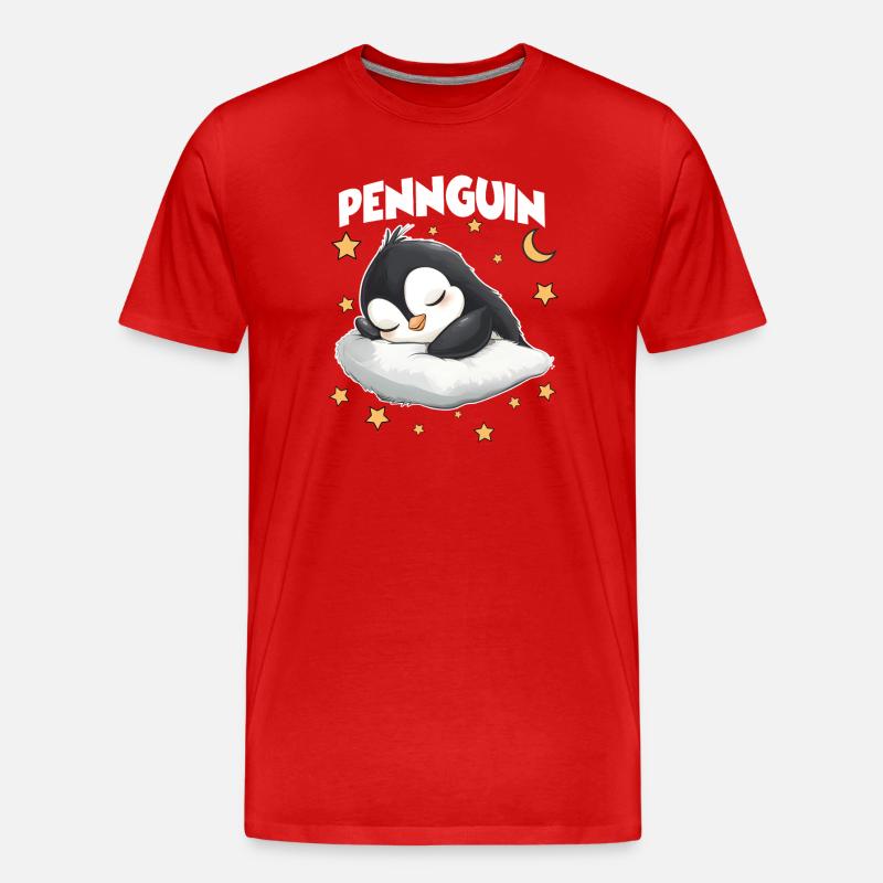 Pennguin Pinguin Schlafmützen Langschläfer Kuschel - Männer Premium Bio T-Shirt - Rot
