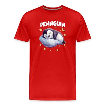 PennguinPinguin Pyjama Pennguin Langschläfer  - Männer Premium Bio T-Shirt - Rot - Vorne - Damien (186cm)
