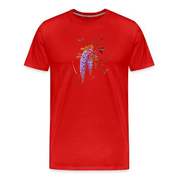 La glycine fleurit pleine de légèreté, de tranquillité et de zen - T-shirt bio Premium Homme - rouge - Devant - Damien (186cm)