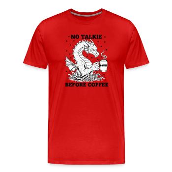 Pas de conversation avant Dragon Amoureux du Café - T-shirt bio Premium Homme - rouge - Devant - Damien (186cm)