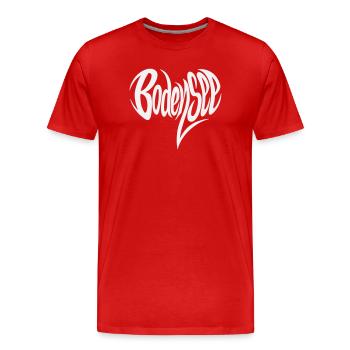 Lettrage en cours de lac de Constance - T-shirt bio Premium Homme - rouge - Devant - Damien (186cm)