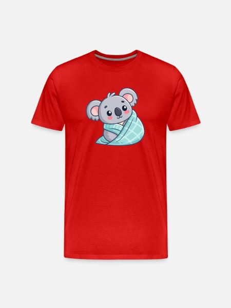 Koala Cozy in Duvet - Men's Premium Organic T-Shirt - red