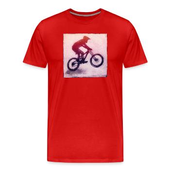 Mountain Biker - Gravé à la main imprimable - T-shirt bio Premium Homme - rouge - Devant - Damien (186cm)