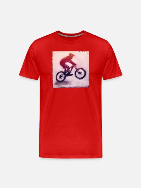 Mountain Biker - Hand Carved Printable - Men's Premium Organic T-Shirt - red