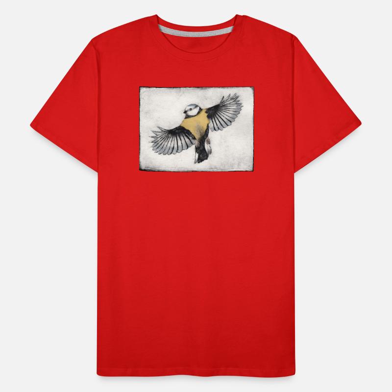 Oiseau en vol - Gravé à la main imprimable T-shirt bio Premium Homme