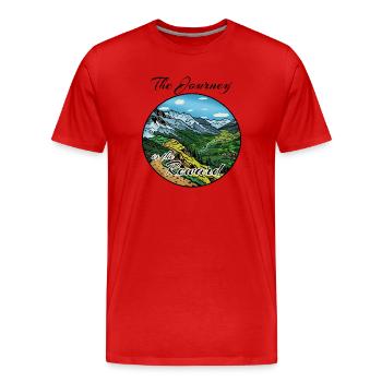 Le voyage est la récompense - T-shirt bio Premium Homme - rouge - Devant - Damien (186cm)