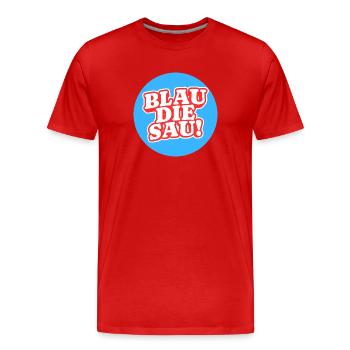 Blue The Sow Logo - T-shirt bio Premium Homme - rouge - Devant - Damien (186cm)