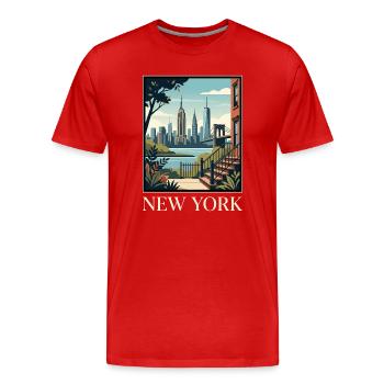 New York Skyline Terrace Poster - Men's Premium Organic T-Shirt - red - Front - Damien (186cm)
