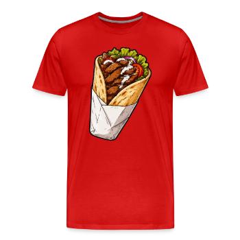 Wrap de burrito au poulet croustillant - T-shirt bio Premium Homme - rouge - Devant - Damien (186cm)