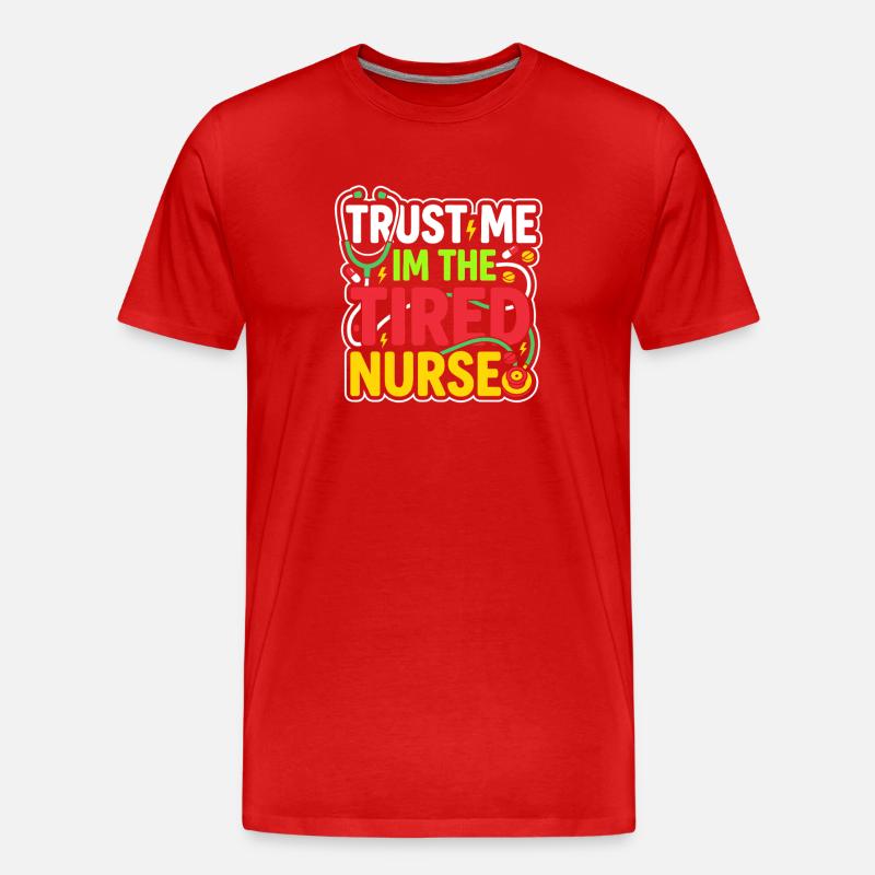 Nachtschicht-krankenschwester, Müde - Männer Premium Bio T-Shirt - Rot