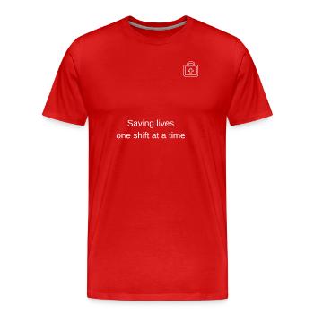 Sauver des vies à chaque service - T-shirt bio Premium Homme - rouge - Devant - Damien (186cm)