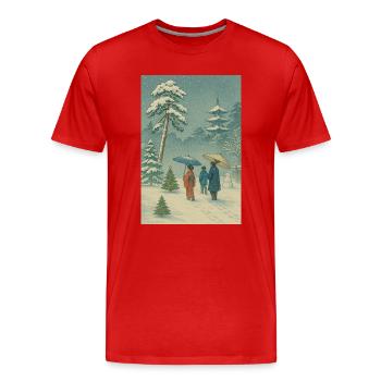 Japanische Weihnacht im Ukiyo-e Winterstil - Männer Premium Bio T-Shirt - Rot - Vorne - Damien (186cm)