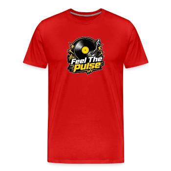 Feel The Pulse - Vinyl DJ Electro Music - Men's Premium Organic T-Shirt - red - Front - Damien (186cm)
