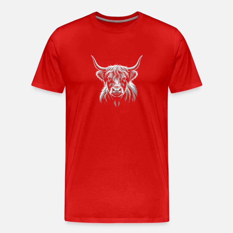 Schottisches Hochlandrind - Männer Premium Bio T-Shirt - Rot