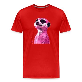 rosa Erdmännchen - Männer Premium Bio T-Shirt - Rot - Vorne - Damien (186cm)