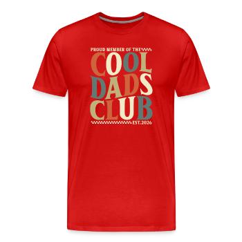 Club des papas cool - Cadeau de la fête des pères 2026 - T-shirt bio Premium Homme - rouge - Devant - Damien (186cm)