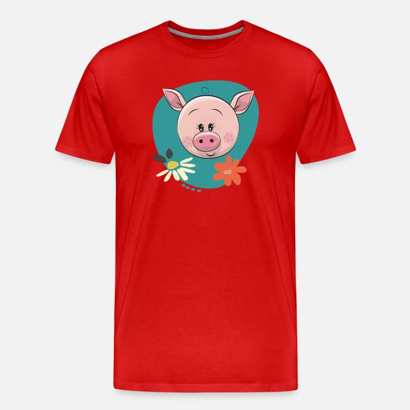 Süßes Schweinchen - Männer Premium Bio T-Shirt - Rot