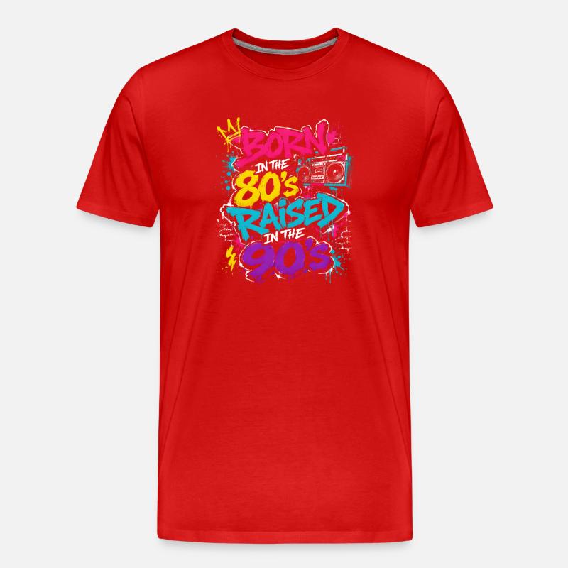 80er Boombox Neon Graffiti - Männer Premium Bio T-Shirt - Rot