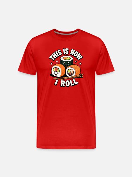 How to roll Japanese sashimi rolls - Men's Premium Organic T-Shirt - red