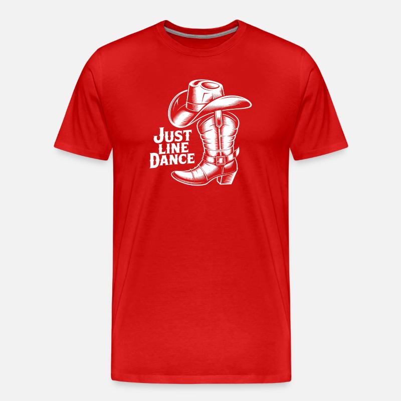 Line Dance Cowboy Stiefel - Männer Premium Bio T-Shirt - Rot