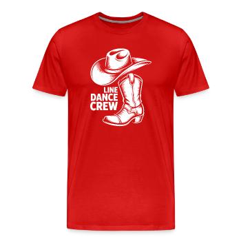 Line Dance Crew Cowboy Boots - Men's Premium Organic T-Shirt - red - Front - Damien (186cm)