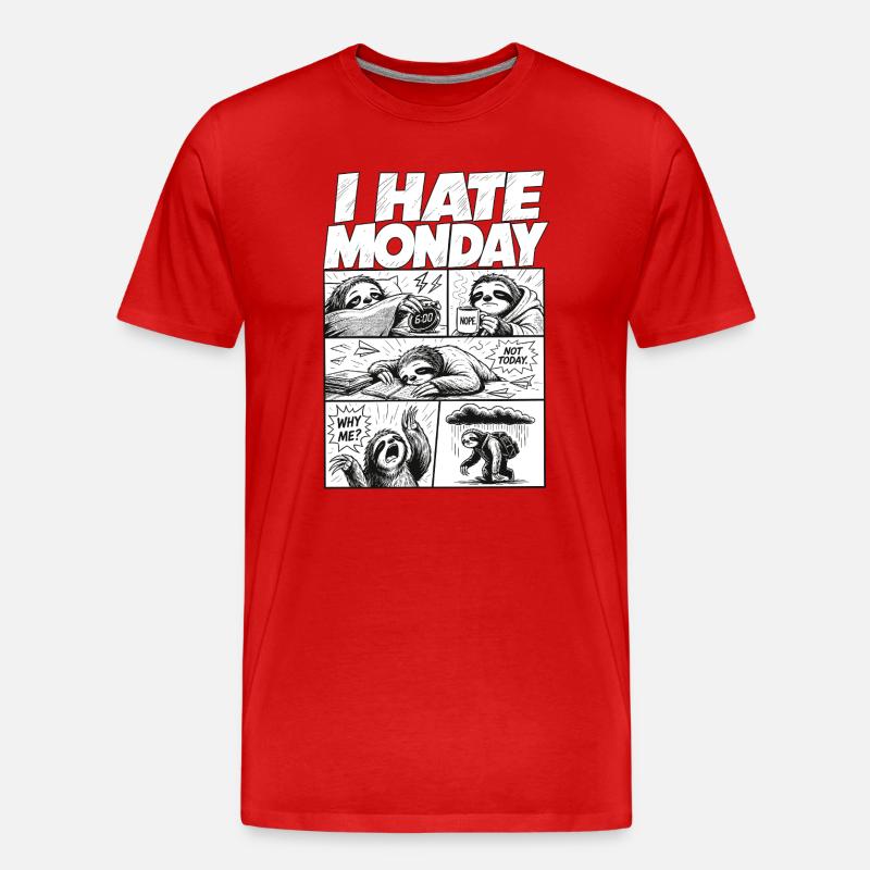 I Hate Monday Sloth Comic - Men's Premium Organic T-Shirt - red
