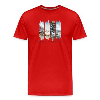 South Carolina Travel – Charleston Charm & Beach - Männer Premium Bio T-Shirt - Rot - Vorne - Damien (186cm)