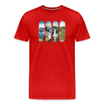 Oregon Travel – Design de la nature dans le Pacifique et les Cascades - T-shirt bio Premium Homme - rouge - Devant - Damien (186cm)