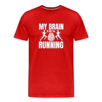 Marathonien : mon cerveau est à 80 % don de course - T-shirt bio Premium Homme - rouge - Devant - Damien (186cm)