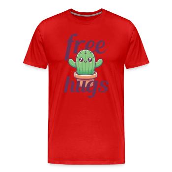 Cactus câlins gratuits - T-shirt bio Premium Homme - rouge - Devant - Damien (186cm)