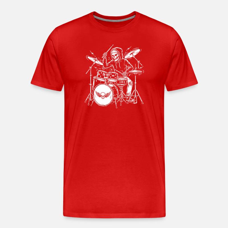 Grim Drummer Skeleton - Men's Premium Organic T-Shirt - red