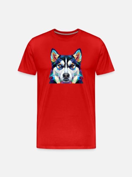 Geometric Husky Heterochromia Pop Art - Men's Premium Organic T-Shirt - red