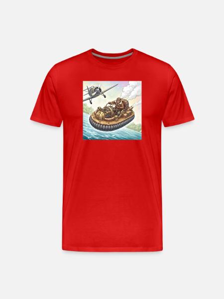 Steampunk-Luftboot-Flussjagd - Männer Premium Bio T-Shirt - Rot