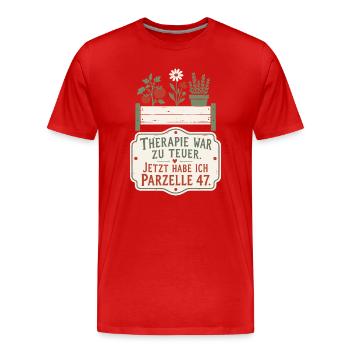 Parzelle 47 — Therapieersatz mit Unkraut - Männer Premium Bio T-Shirt - Rot - Vorne - Damien (186cm)