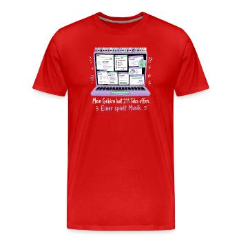 211 Tabs offen — einer spielt Musik - Männer Premium Bio T-Shirt - Rot - Vorne - Damien (186cm)