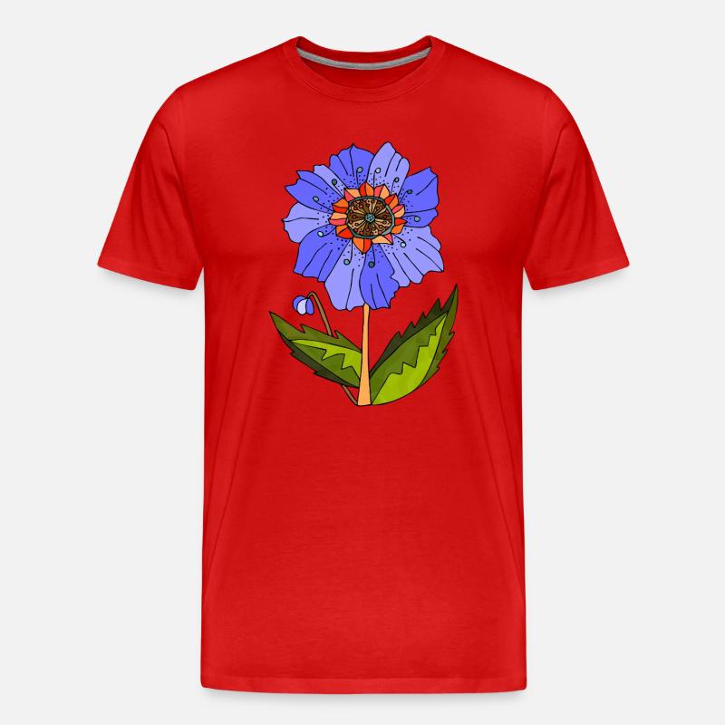 Blume - Männer Premium Bio T-Shirt - Rot